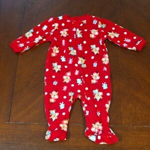 (J59) Holiday Time Red Christmas Sleeper Sz 3-6m